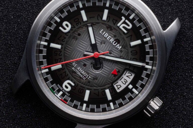 Liberum RE-XHAUST watch concept with recycled motorcycle exhaust metal case