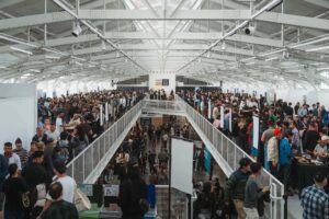Crowd inside Windup Watch Fair San Francisco 2026 at Fort Mason Gateway Pavilion