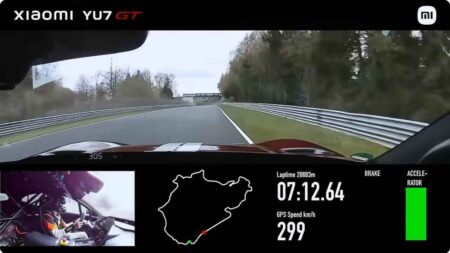 Xiaomi YU7 GT electric SUV during its Nürburgring record lap