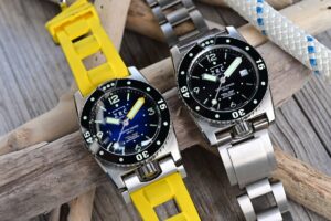 ZRC Grands Fonds MN64 Titanium dive watches in black and blue dial versions
