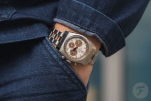 Zenith Chronomaster Revival A384 Tropical with off-white and chocolate-brown dial on ladder bracelet