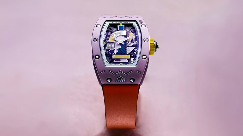 Richard Mille RM 07-01 Coloured Ceramics 2026 gem-set watches in pink, lavender and blue ceramic