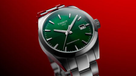 Tissot Gentleman 38mm automatic watch with steel bracelet and sunburst dial