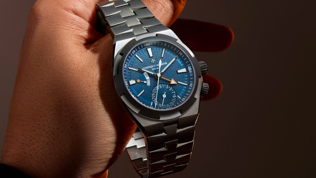 Vacheron Constantin Overseas Dual Time Cardinal Points titanium watch with directional dial colors