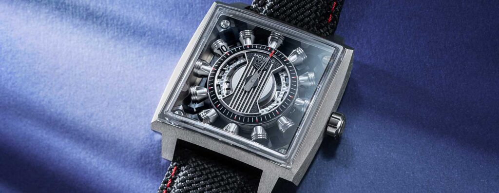 TAG Heuer Monaco Speed 12 Turns the Jumping Hour Into a Racing Machine TAG Heuer Monaco Speed 12 with open-worked dial and rotating piston hour display