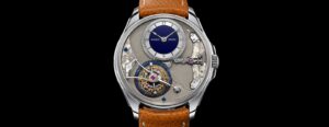 Vincent Deprez Scientific Tourbillon with blue grand feu enamel dial and exposed keyless works