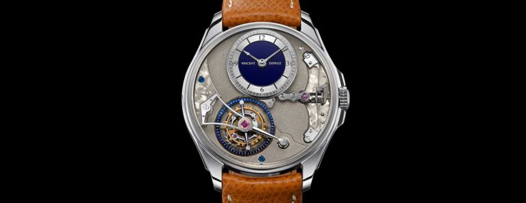 Vincent Deprez Scientific Tourbillon with blue grand feu enamel dial and exposed keyless works