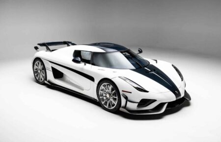 A 2021 Koenigsegg Regera Ghost Package Is Listed for $2.9 Million Arctic White 2021 Koenigsegg Regera Ghost Package with blue carbon detailing