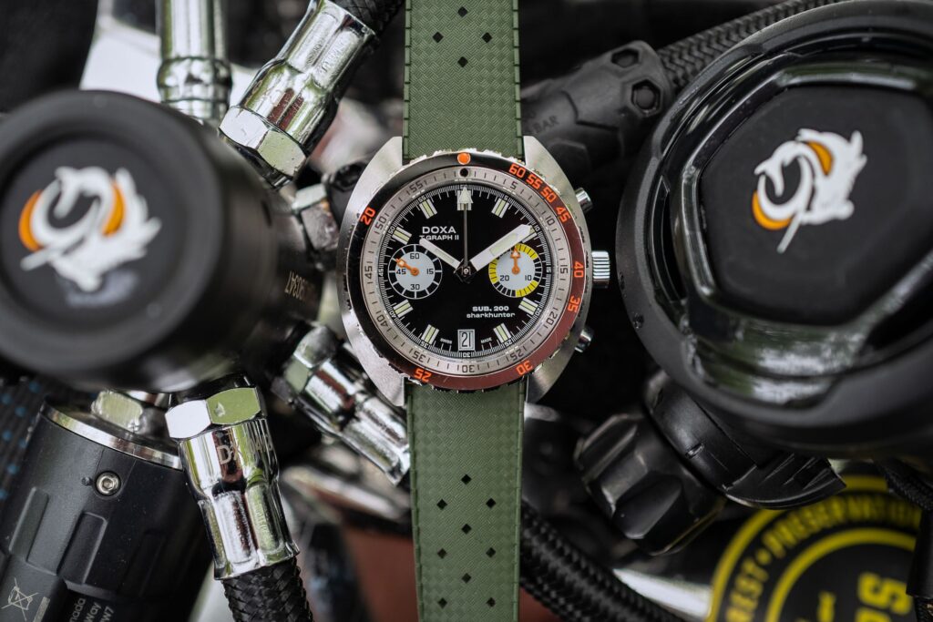 Doxa SUB 200 T.Graph II Returns as a Proper Diving Chronograph Doxa SUB 200 T.Graph II diving chronograph with cushion case and luminous dial