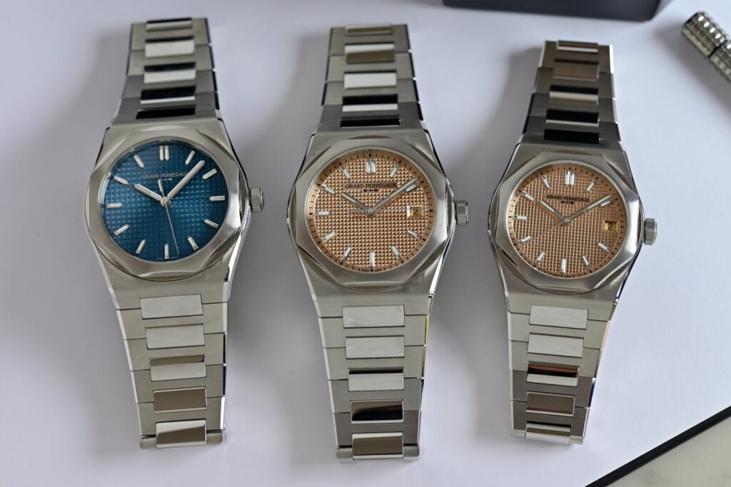 Girard-Perregaux Expands the Laureato Fifty With New 36mm and 39mm Models Girard-Perregaux Laureato Fifty stainless steel watch with Clous de Paris dial and integrated bracelet