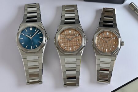 Girard-Perregaux Expands the Laureato Fifty With New 36mm and 39mm Models Girard-Perregaux Laureato Fifty stainless steel watch with Clous de Paris dial and integrated bracelet