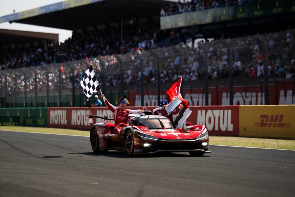 Toyota Claims Sixth Le Mans Win in a Last-Hour Hypercar Fight Toyota TR010 Hybrid racing at Le Mans during the 2026 24 Hours