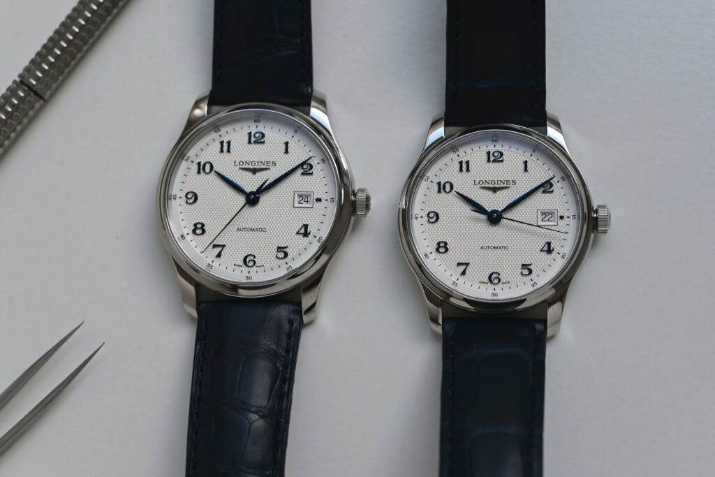 Longines Sharpens the Master Collection With Four New Case Sizes Longines Master Collection watch with barleycorn dial on a polished stainless steel bracelet