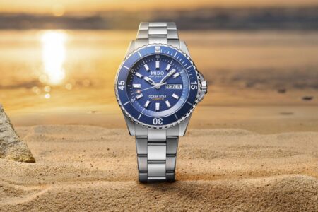 Mido Ocean Star 200 dive watch with grained dial and aluminium bezel