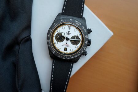 Tudor Black Bay Chrono Carbon 26 Brings Racing Bulls Colours Back to the Grid Tudor Black Bay Chrono Carbon 26 with racing white dial and yellow accents