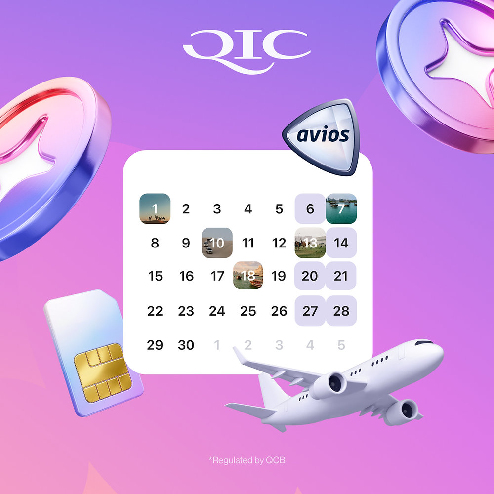 QIC App Adds Avios Conversion Hotels Events and eSIMs for Qatar Travel Traveller using the QIC App in Doha with Qatar travel features on screen