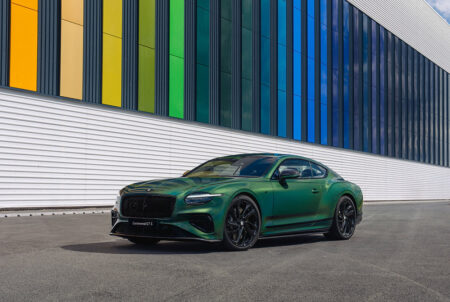 Bentley Opens Its New Crewe Paint Shop With a Spectral Continental GT S Bentley Continental GT S in Spectral Verdant outside the new Crewe paint shop