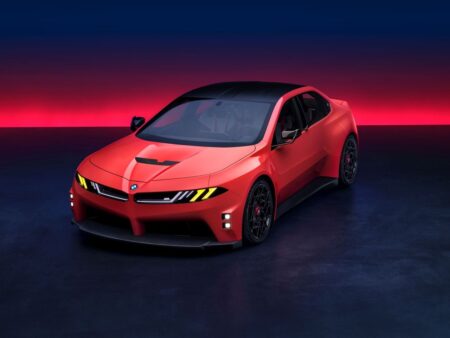 BMW M Concept Neue Klasse electric performance sedan concept with wide arches and slim front lighting
