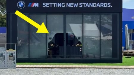 BMW electric M3 display at the Le Mans race weekend fan zone