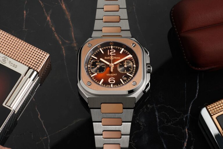 Bell & Ross BR-05 Chrono S.T. Dupont with brown dial and rose gold accents