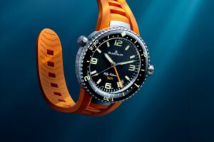 Blancpain Fifty Fathoms Tech Ref. 5019A dive watch on orange rubber strap