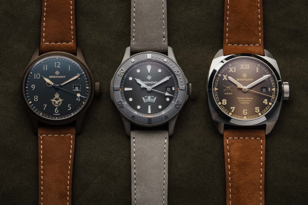 Bremont HMAF Collection watches for land sea and air with official British military insignia