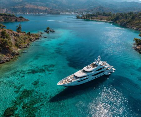 What a Private Concierge in Greece Really Does for High-End Travel Private yacht anchored near a luxury villa on the coast of Mykonos in Greece