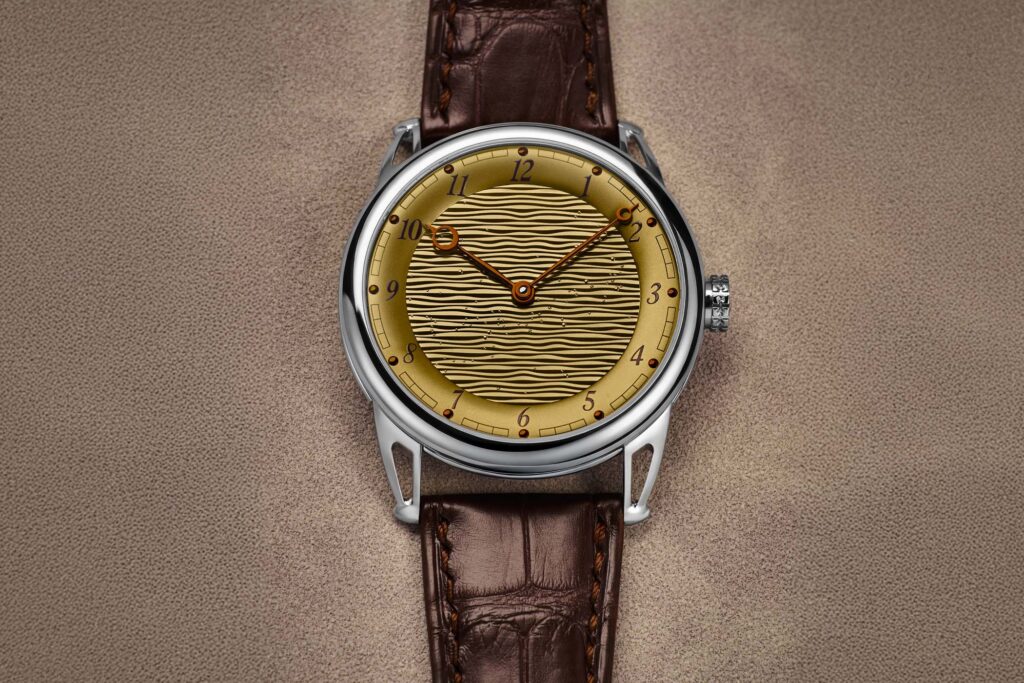 De Bethune DB25xs Sand Winds with yellow heat-treated titanium guilloché dial