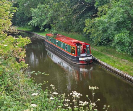 Starks Lark Makes a Strong Case for Slow Travel on the Llangollen Canal Starks Lark narrowboat cruising along the Llangollen Canal in Shropshire