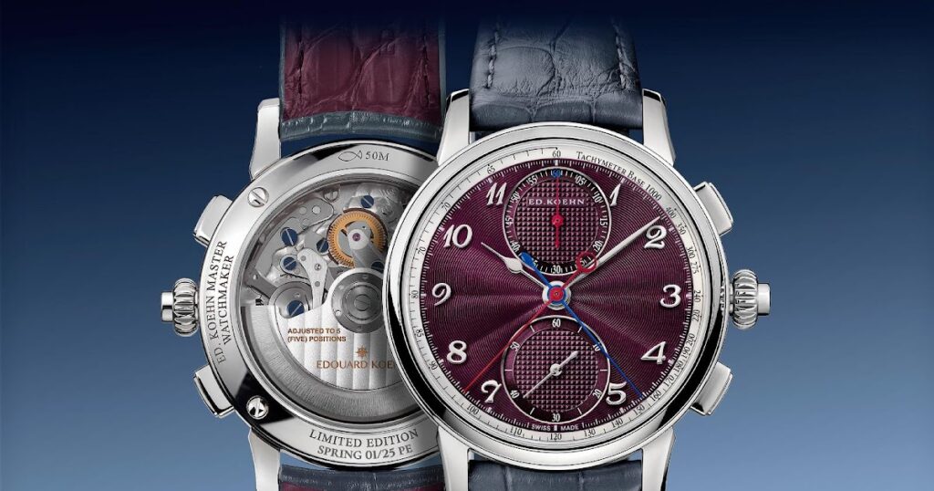 Edouard Koehn Gives the Legacy Rattrapante a Vivid Four Seasons Dial Treatment Edouard Koehn Legacy Rattrapante Four Seasons with colourful guilloché dial