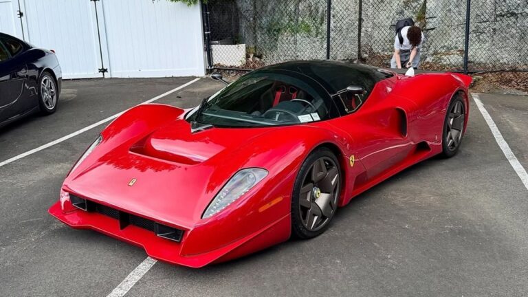 Ferrari P4/5 by Pininfarina at a car event in Greenwich Connecticut