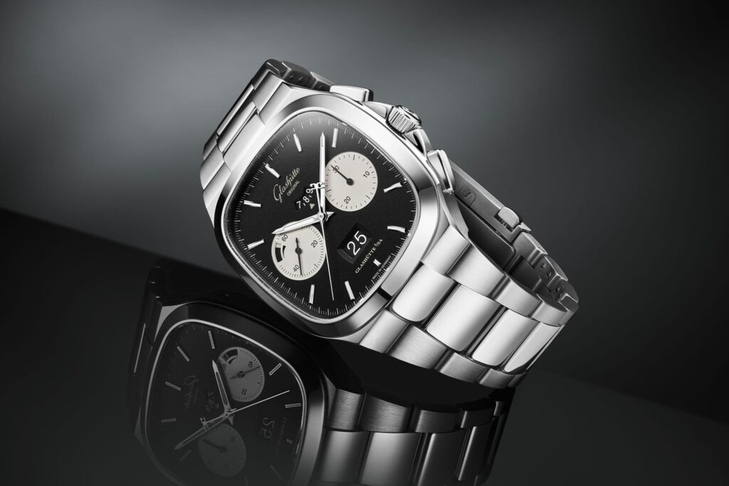 Glashütte Original Gives the Seventies Chronograph a Reverse Panda Dial Glashütte Original Seventies Chronograph XV Limited Edition with black reverse panda dial and steel bracelet