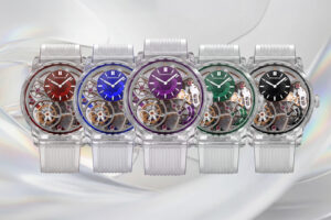 Grandeur Tilt 24 degree angled tourbillon watch with transparent case