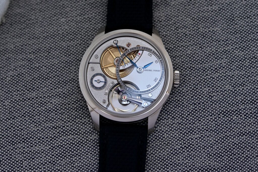 Greubel Forsey Balancier QM Puts Finishing at the Centre of the Watch Greubel Forsey Balancier QM in white gold showing its multi-level dial and exposed balance wheel