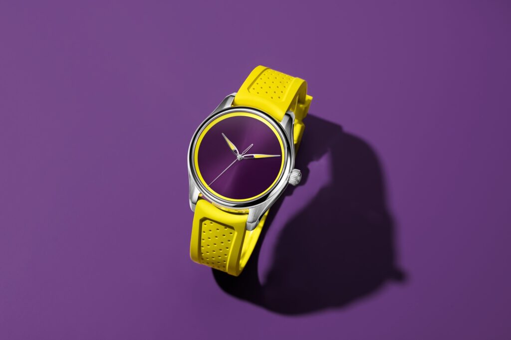 H. Moser & Cie. Gives the Pioneer Centre Seconds a Sun Berry Summer Dial H. Moser & Cie. Pioneer Centre Seconds Sun Berry with purple fumé dial and yellow accents