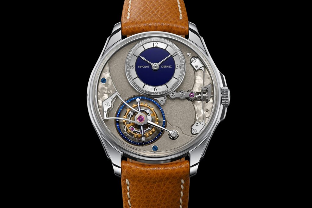 Vincent Deprez Scientific Tourbillon with midnight blue enamel dial and visible tourbillon