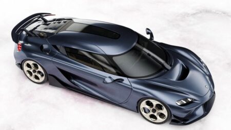 Carrara Design Gives the Koenigsegg Gemera a Porsche-Inspired Blue and Gold Makeover Custom Koenigsegg Gemera in Porsche Yachting Blue Metallic with Weiss Gold wheels