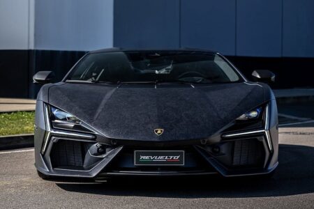 Lamborghini Revuelto SV prototype imagined on a race circuit