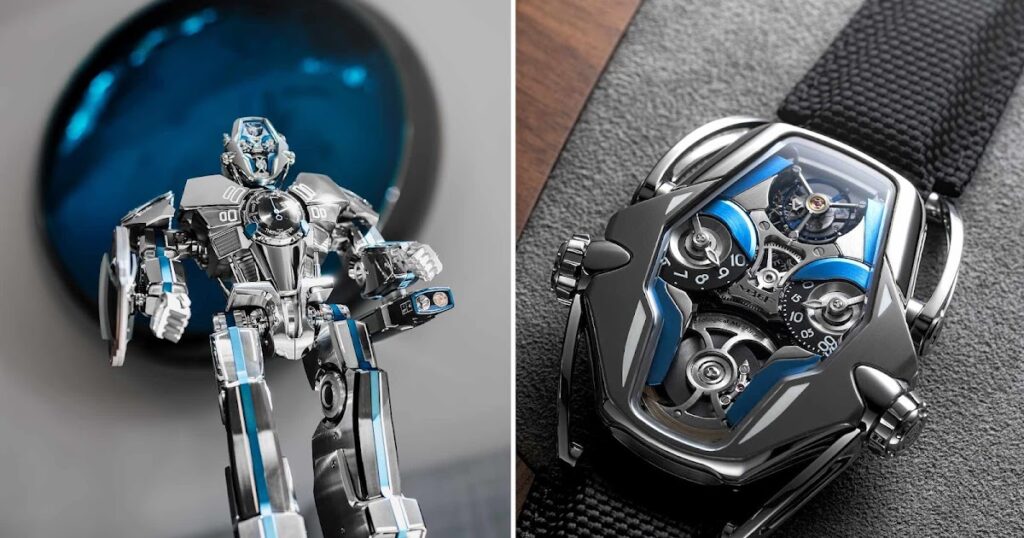 MB&F HM12 The Guardian Turns a Flying Tourbillon Into a Robot Companion MB&F HM12 The Guardian watch mounted on its mechanical robot companion