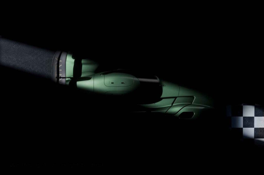 McMurtry Spéirling PURE Moves Closer to Production as Electric Fan Car Is Teased McMurtry Spéirling PURE electric hypercar teaser showing a dark aerodynamic single-seat car with a large rear wing