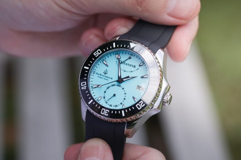 Oceaneva Deep Marine Explorer VI 6000m Power Reserve titanium dive watch on rubber strap