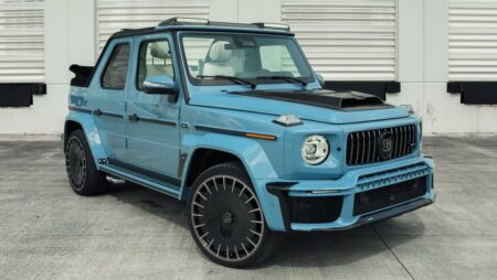 This 2026 Mercedes-AMG G 63 Convertible Is a Nearly $900,000 Garage Statement China Blue 2026 Mercedes-AMG G 63 Convertible with Brabus exterior conversion