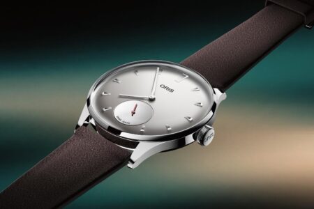 Oris Hölstein Edition 2026 with light grey dial and grey suede strap