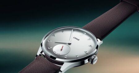 Oris Gives the Artelier a Reflective Twist for Hölstein Edition 2026 Oris Hölstein Edition 2026 Artelier watch with light grey dial and red small seconds hand