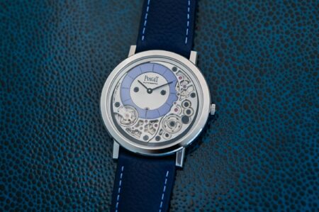 Piaget Gives the Altiplano Ultimate Automatic a Blue Wristcheck Edition Piaget Altiplano Ultimate Automatic x Wristcheck with blue accents and openworked calibre 910P dial