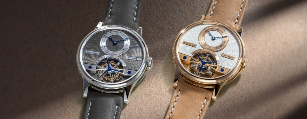 Breguet anniversary tourbillon watches in Bleu de France details