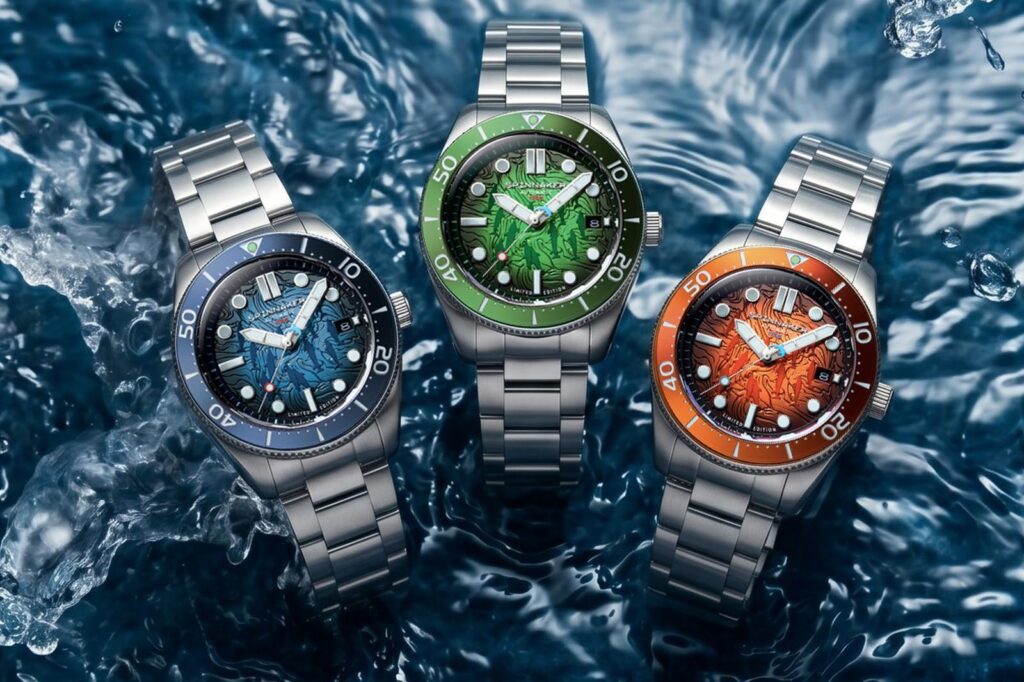 Spinnaker Croft Mid-Size Automatic Dolphin Project Limited Edition 2026 watches in blue green and orange