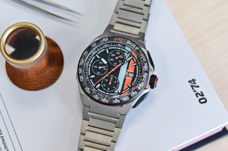 TAG Heuer Puts Gulf Colours on the Formula 1 Automatic Chronograph TAG Heuer Formula 1 Automatic Chronograph x Gulf with blue and orange Gulf racing livery