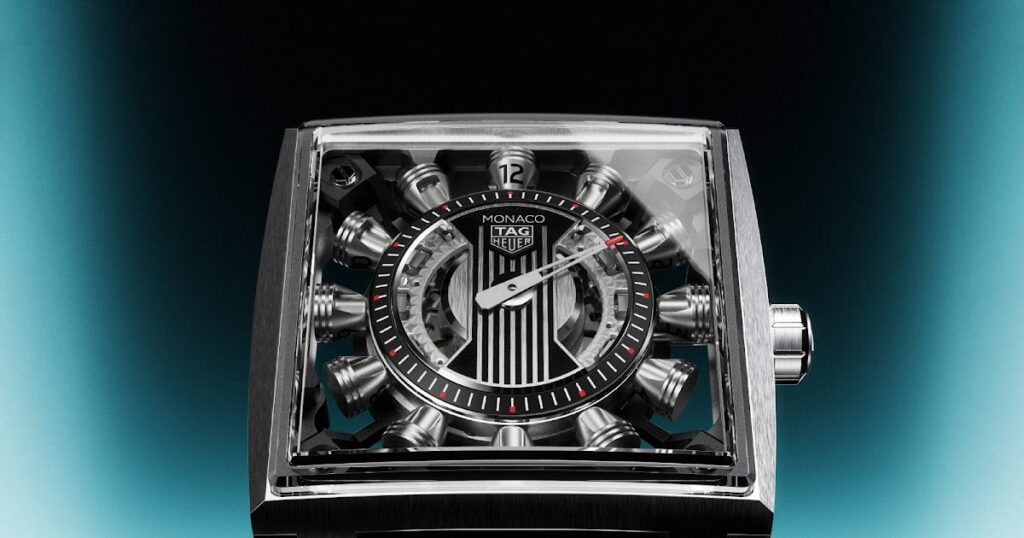 TAG Heuer Monaco Speed 12 Turns the Hour Display Into a Mechanical Motif TAG Heuer Monaco Speed 12 with piston-inspired hour display