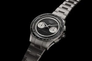 Timex Atelier Chronograph Automatic M1a Ti with matte black dial and titanium case